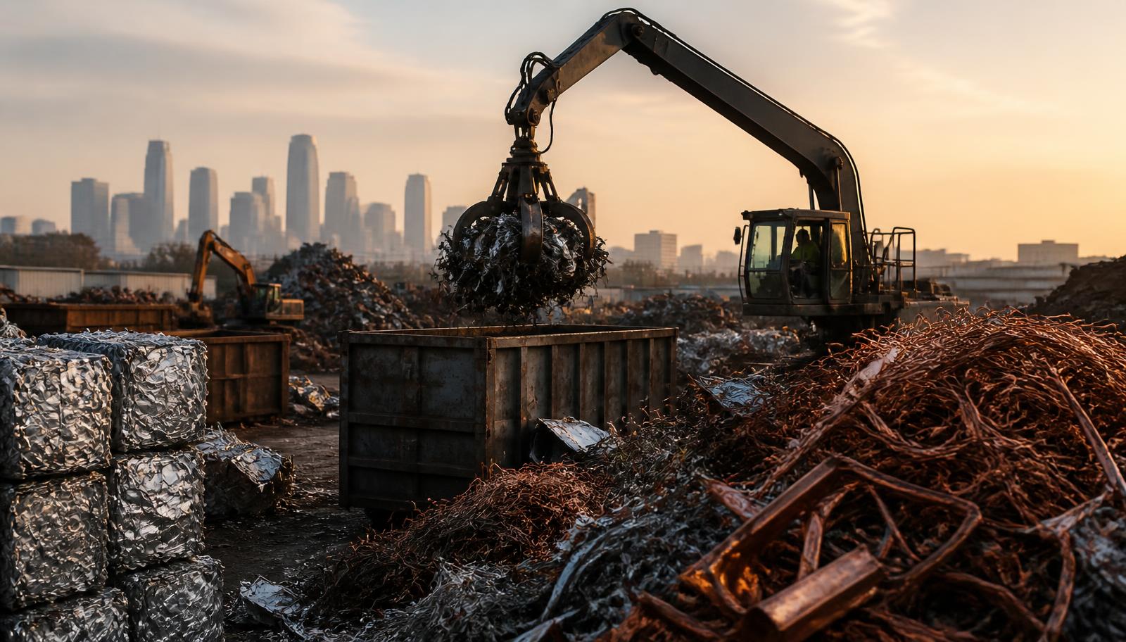 The yard at Redbank Metals, sorting aluminum and steel at the end of the day